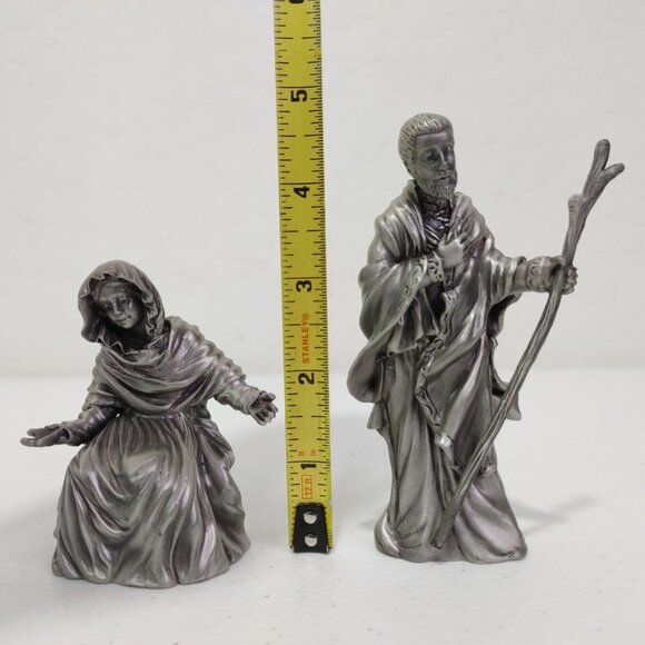 Lenox Pewter The Holy Family 3 pc Nativity Holloware Excellent Condition - Picture 3 of 13